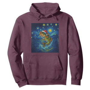 Bass Fish Christmas Hoodie Starry Night Fishing Van Gogh TS14 Maroon Print Your Wear