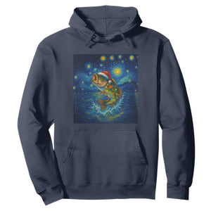 Bass Fish Christmas Hoodie Starry Night Fishing Van Gogh TS14 Navy Print Your Wear