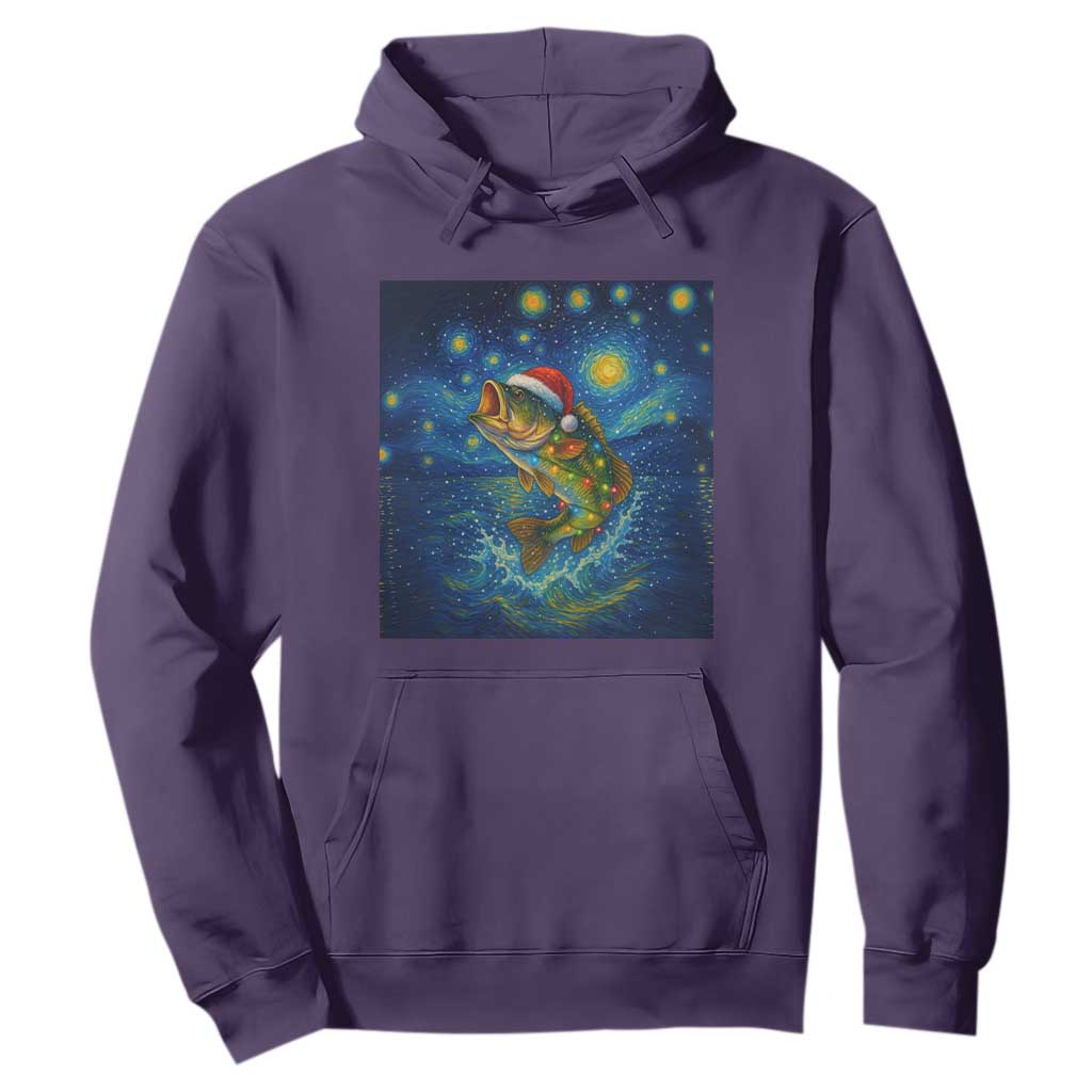 Bass Fish Christmas Hoodie Starry Night Fishing Van Gogh TS14 Purple Print Your Wear