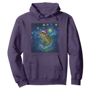 Bass Fish Christmas Hoodie Starry Night Fishing Van Gogh TS14 Purple Print Your Wear