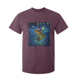 Bass Fish Christmas T Shirt For Kid Starry Night Fishing Van Gogh TS14 Maroon Print Your Wear