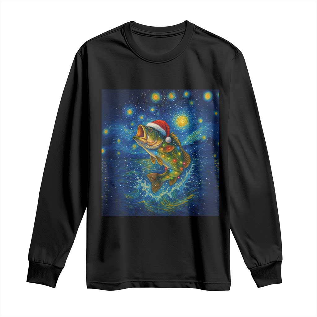 Bass Fish Christmas Long Sleeve Shirt Starry Night Fishing Van Gogh TS14 Black Print Your Wear