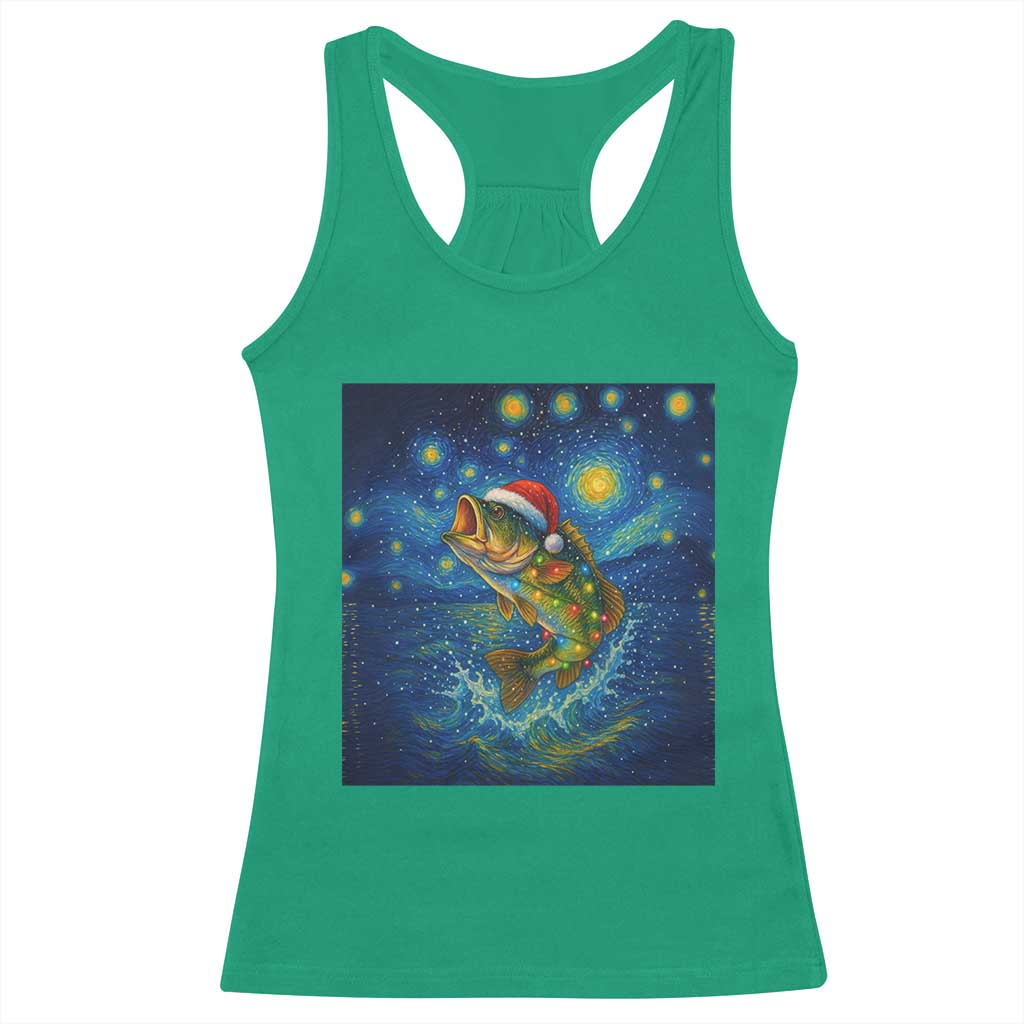 Bass Fish Christmas Racerback Tank Top Starry Night Fishing Van Gogh TS14 Irish Green Print Your Wear