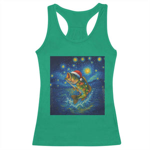 Bass Fish Christmas Racerback Tank Top Starry Night Fishing Van Gogh - Print Your Wear