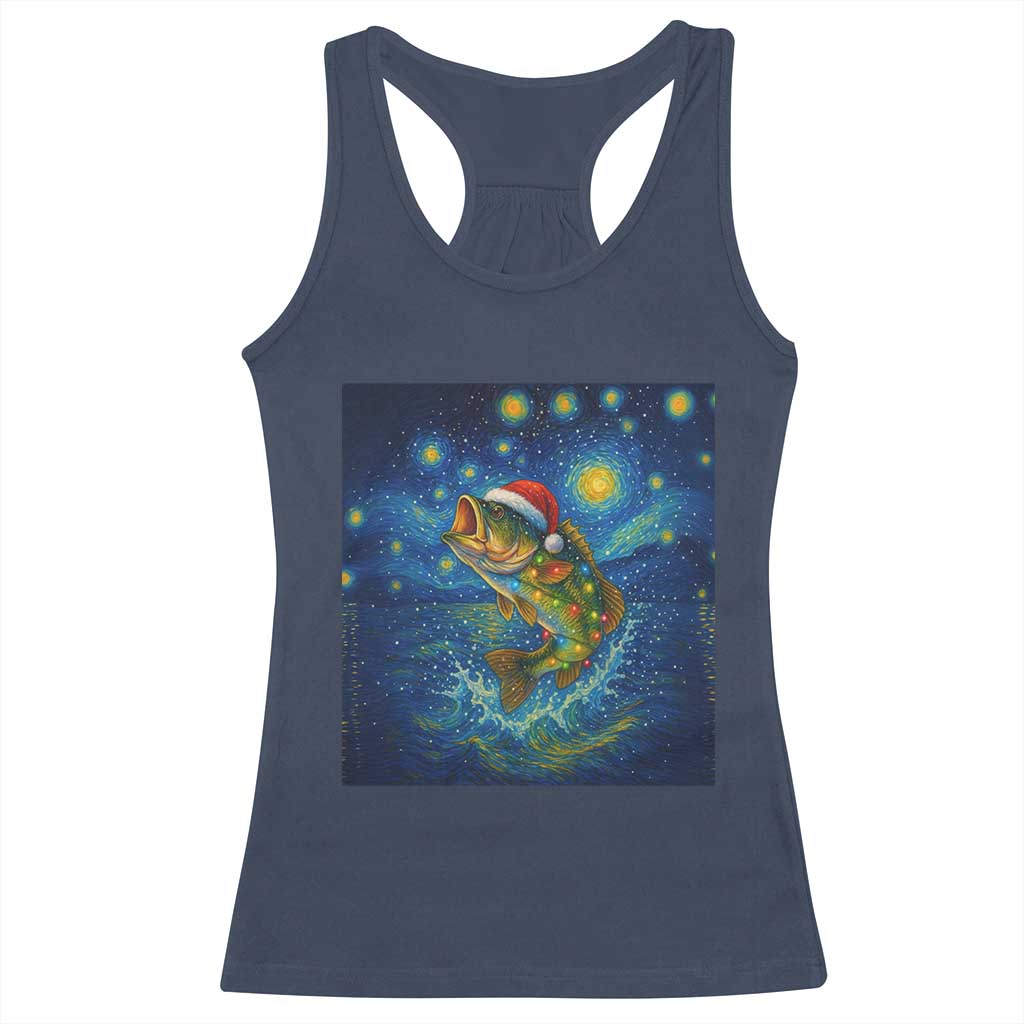 Bass Fish Christmas Racerback Tank Top Starry Night Fishing Van Gogh TS14 Navy Print Your Wear