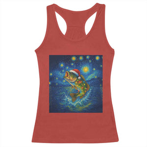 Bass Fish Christmas Racerback Tank Top Starry Night Fishing Van Gogh - Print Your Wear