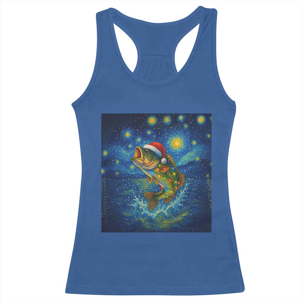 Bass Fish Christmas Racerback Tank Top Starry Night Fishing Van Gogh TS14 Royal Blue Print Your Wear