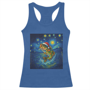 Bass Fish Christmas Racerback Tank Top Starry Night Fishing Van Gogh - Print Your Wear