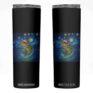 Bass Fish Christmas Skinny Tumbler Starry Night Fishing Van Gogh TS14 Black Print Your Wear