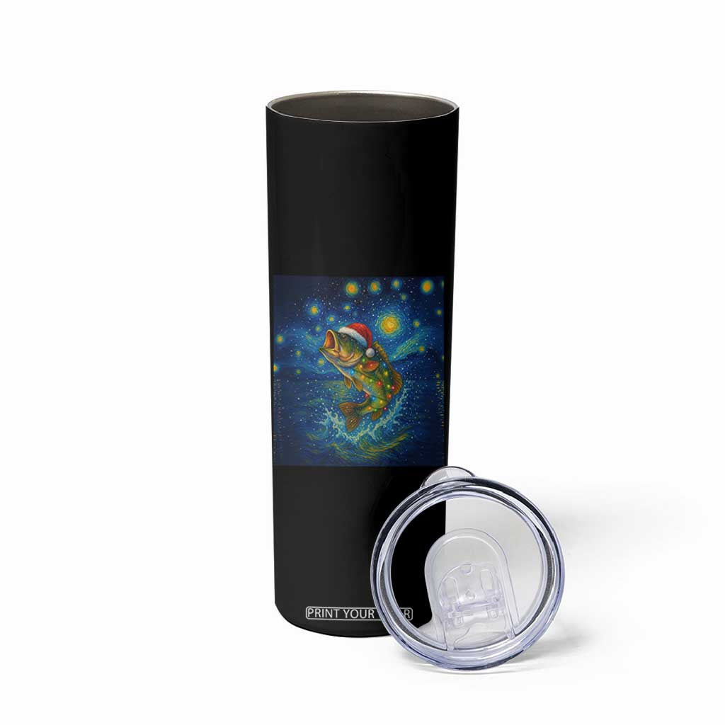 Bass Fish Christmas Skinny Tumbler Starry Night Fishing Van Gogh TS14 Print Your Wear