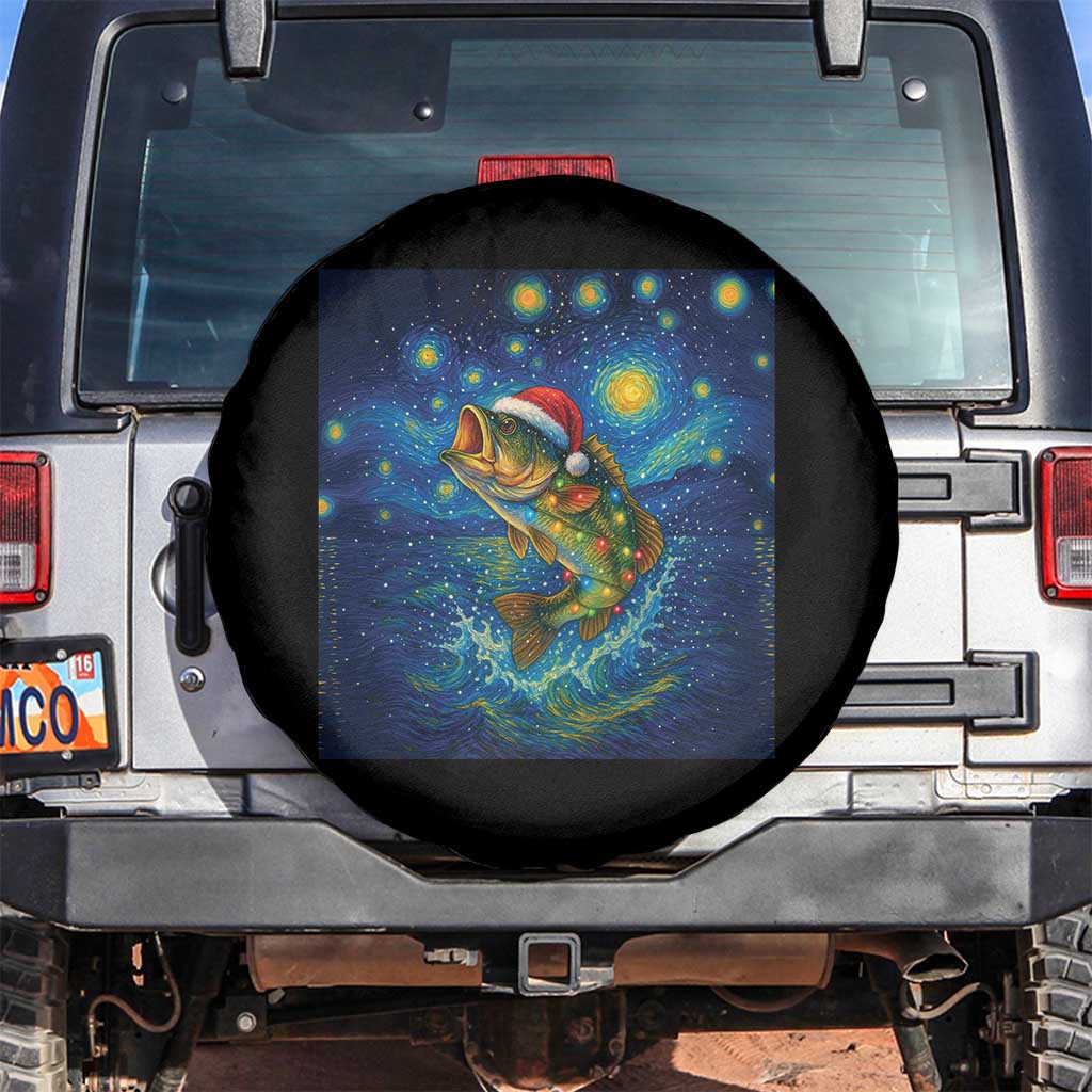 Bass Fish Christmas Spare Tire Cover Starry Night Fishing Van Gogh TS14 No hole Black Print Your Wear