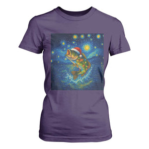 Bass Fish Christmas T Shirt For Women Starry Night Fishing Van Gogh TS14 Purple Print Your Wear