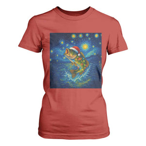 Bass Fish Christmas T Shirt For Women Starry Night Fishing Van Gogh TS14 Red Print Your Wear