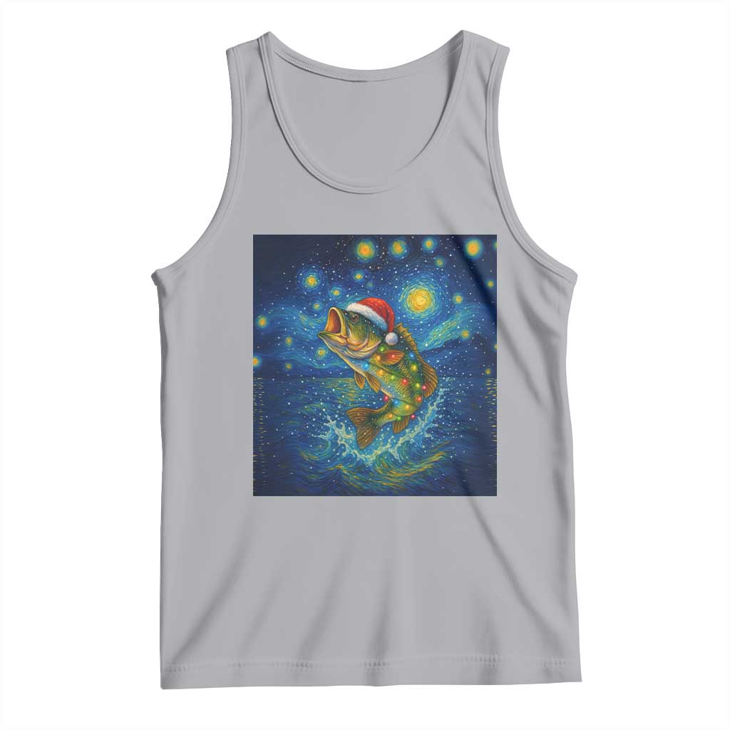 Bass Fish Christmas Tank Top Starry Night Fishing Van Gogh TS14 Athletic Heather Print Your Wear