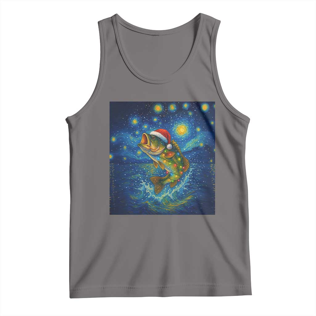Bass Fish Christmas Tank Top Starry Night Fishing Van Gogh TS14 Deep Heather Print Your Wear