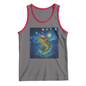 Bass Fish Christmas Tank Top Starry Night Fishing Van Gogh TS14 Deep Heather Red Print Your Wear