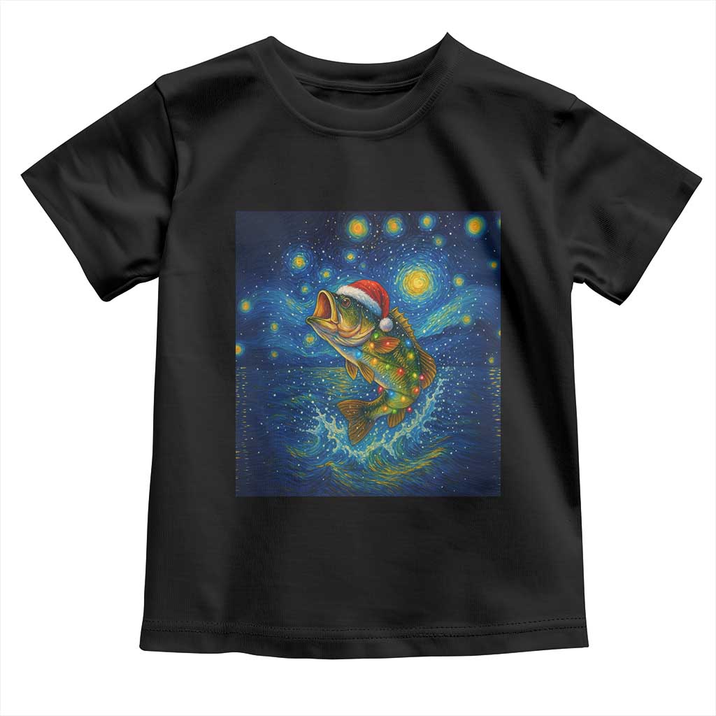 Bass Fish Christmas Toddler T Shirt Starry Night Fishing Van Gogh TS14 Black Print Your Wear