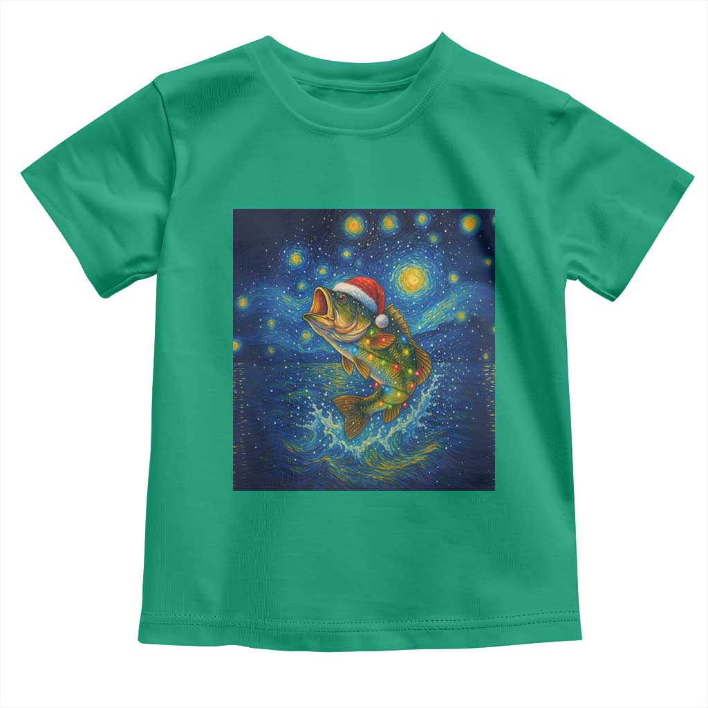 Bass Fish Christmas Toddler T Shirt Starry Night Fishing Van Gogh TS14 Irish Green Print Your Wear