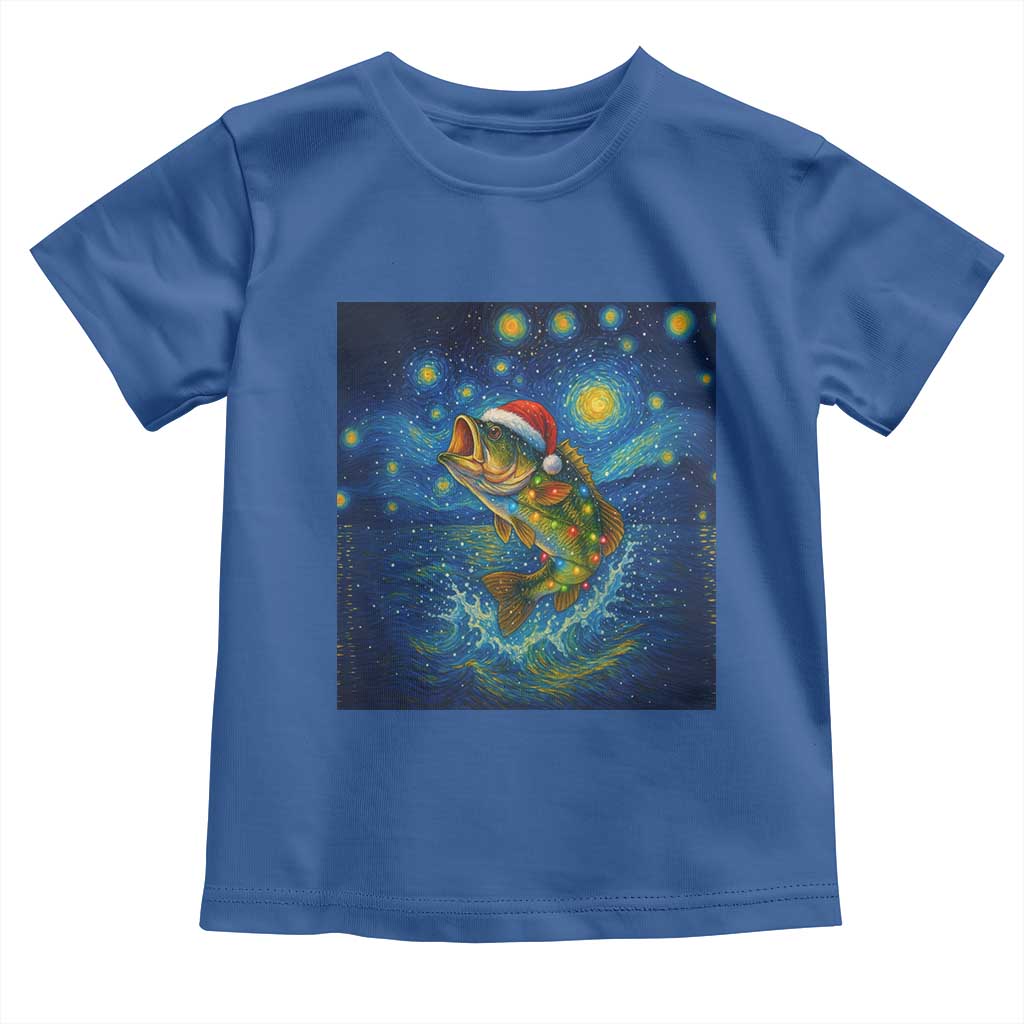 Bass Fish Christmas Toddler T Shirt Starry Night Fishing Van Gogh TS14 Royal Blue Print Your Wear