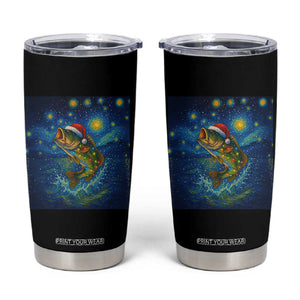 Bass Fish Christmas Tumbler Cup Starry Night Fishing Van Gogh TS14 Black Print Your Wear