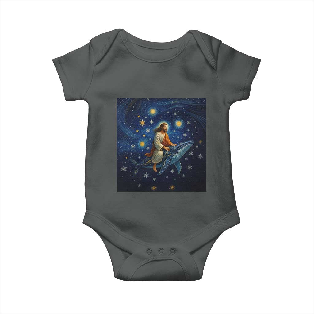 Jesus Christian Baby Onesie Stary Night Van Gogh Christmas TS14 Dark Heather Print Your Wear