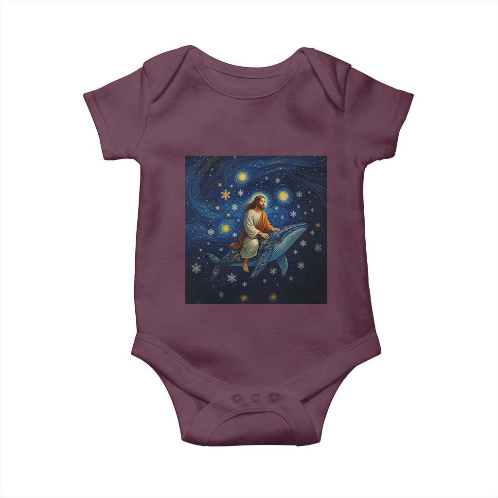 Jesus Christian Baby Onesie Stary Night Van Gogh Christmas TS14 Maroon Print Your Wear