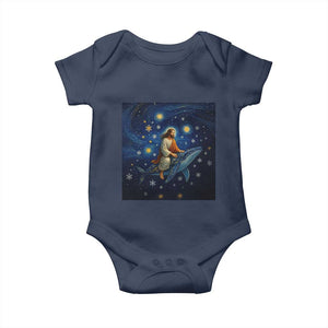 Jesus Christian Baby Onesie Stary Night Van Gogh Christmas TS14 Navy Print Your Wear