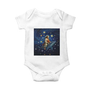 Jesus Christian Baby Onesie Stary Night Van Gogh Christmas TS14 White Print Your Wear
