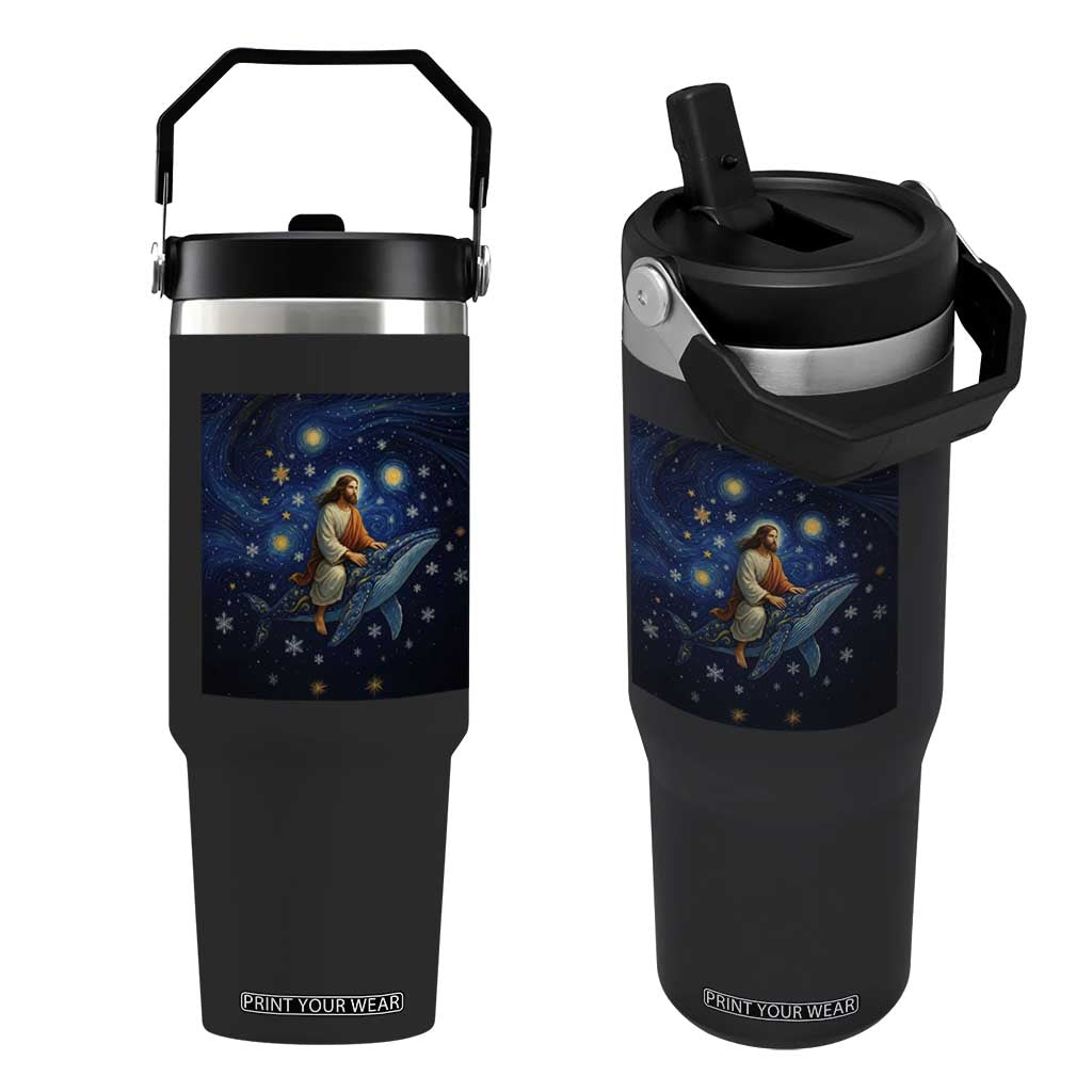Jesus Christian Flip Straw Tumbler Stary Night Van Gogh Christmas TS14 One Size: 30 oz Black Print Your Wear