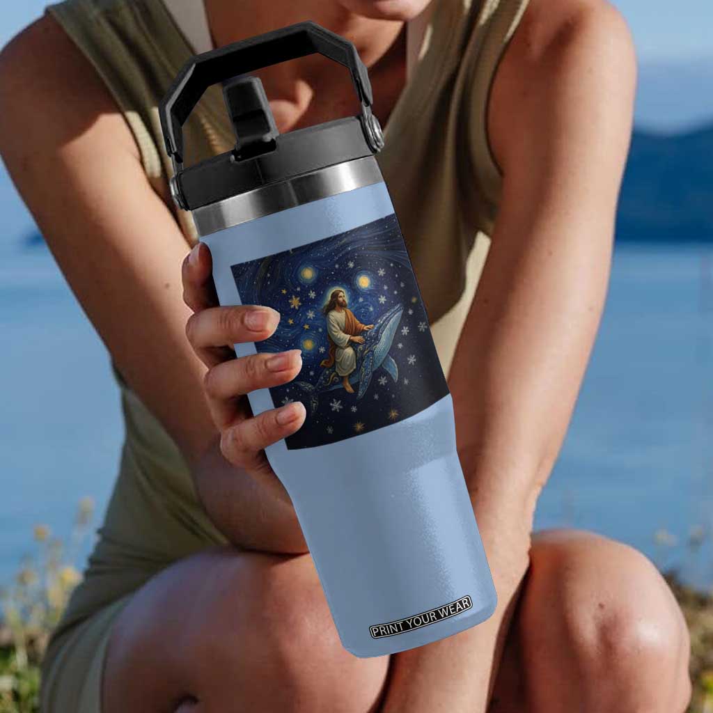 Jesus Christian Flip Straw Tumbler Stary Night Van Gogh Christmas TS14 One Size: 30 oz Light Blue Print Your Wear