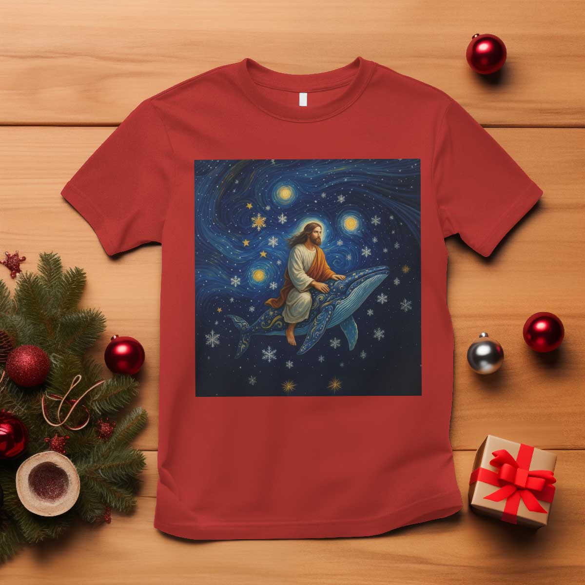 Jesus Christian T Shirt Stary Night Van Gogh Christmas TS14 Red Print Your Wear