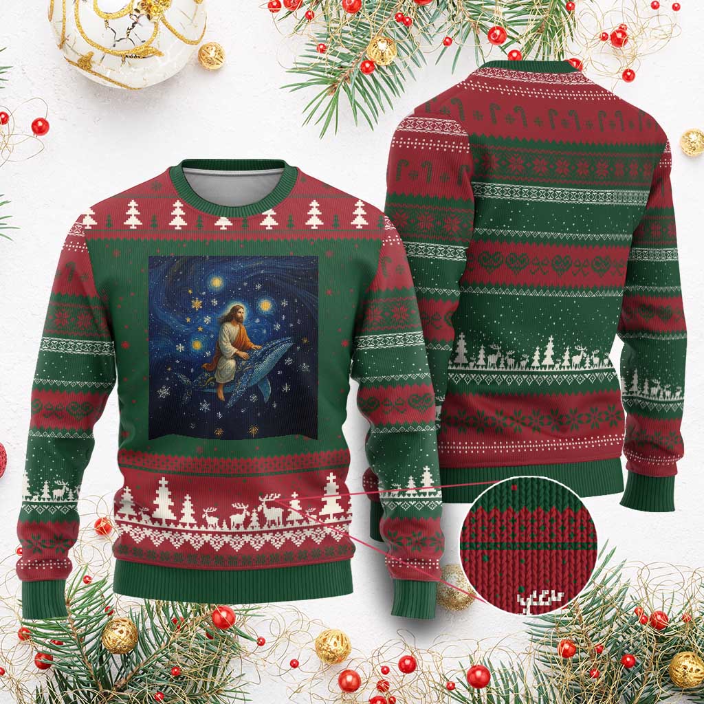 Jesus Christian Ugly Christmas Sweater Stary Night Van Gogh Xmas TS14 Red Green Print Your Wear