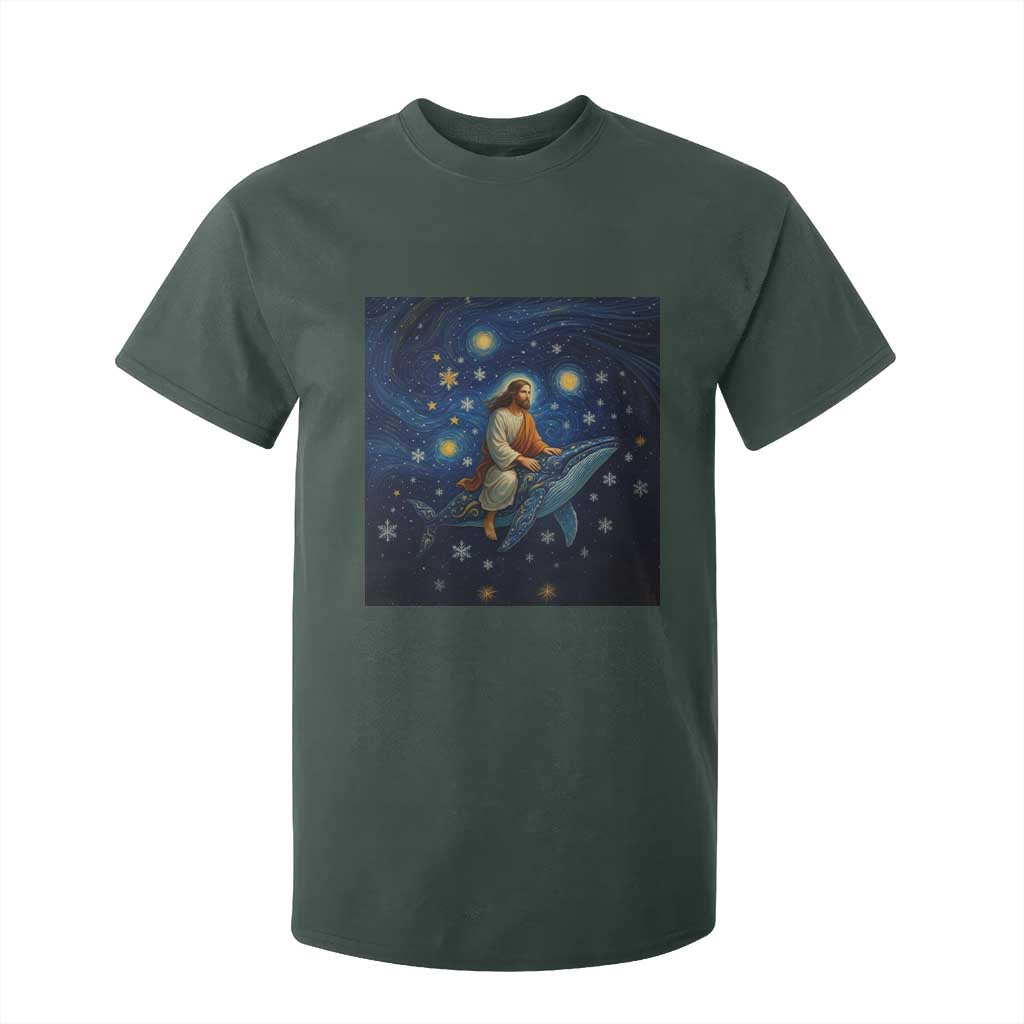Jesus Christian T Shirt For Kid Stary Night Van Gogh Christmas TS14 Dark Forest Green Print Your Wear