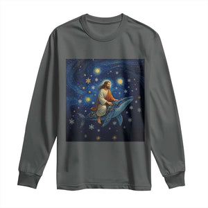 Jesus Christian Long Sleeve Shirt Stary Night Van Gogh Christmas TS14 Dark Heather Print Your Wear