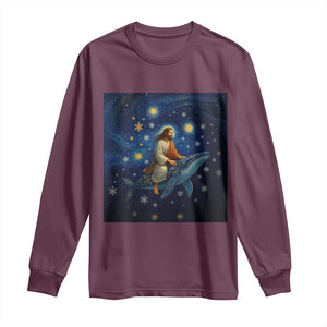 Jesus Christian Long Sleeve Shirt Stary Night Van Gogh Christmas TS14 Maroon Print Your Wear
