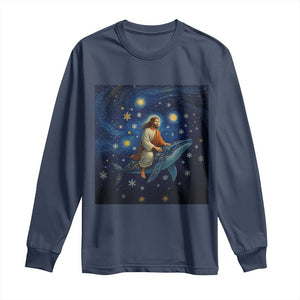 Jesus Christian Long Sleeve Shirt Stary Night Van Gogh Christmas TS14 Navy Print Your Wear