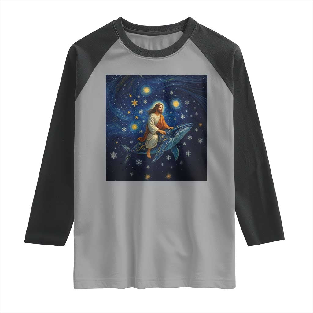 Jesus Christian Raglan Shirt Stary Night Van Gogh Christmas TS14 Sport Gray Black Print Your Wear