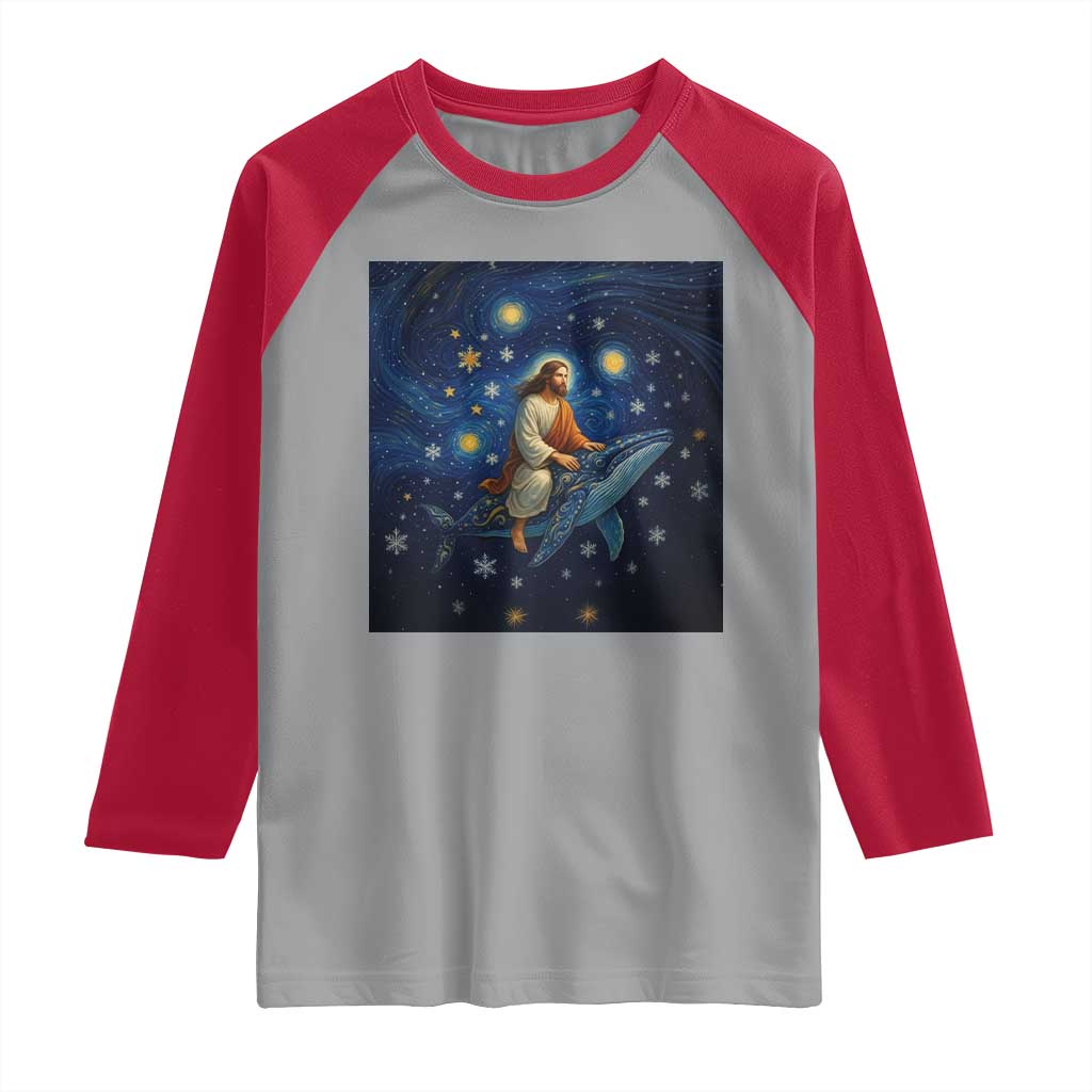 Jesus Christian Raglan Shirt Stary Night Van Gogh Christmas TS14 Sport Gray Red Print Your Wear