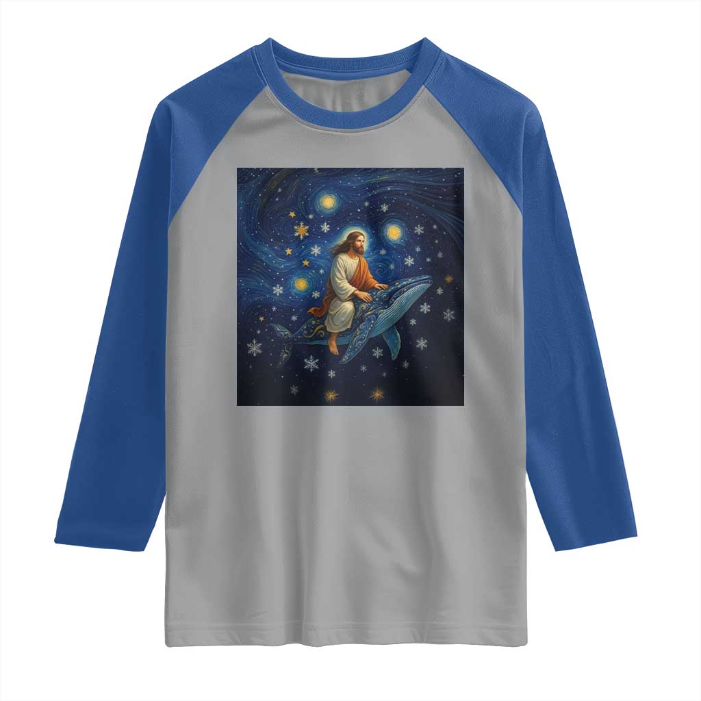 Jesus Christian Raglan Shirt Stary Night Van Gogh Christmas TS14 Sport Gray Royal Print Your Wear