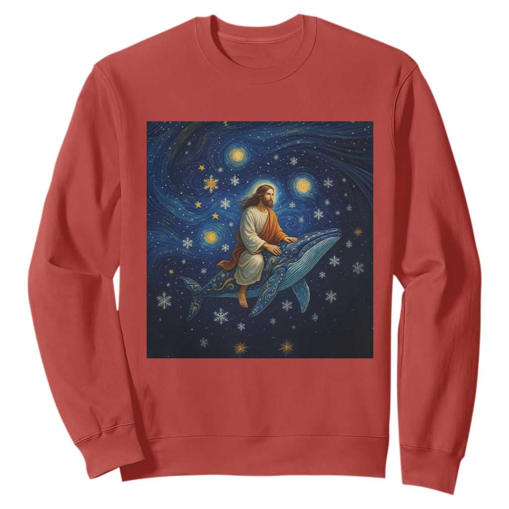 Jesus Christian Sweatshirt Stary Night Van Gogh Christmas TS14 Red Print Your Wear