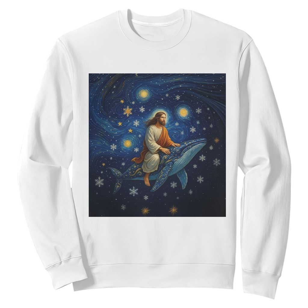 Jesus Christian Sweatshirt Stary Night Van Gogh Christmas TS14 White Print Your Wear
