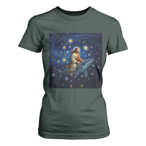 Jesus Christian T Shirt For Women Stary Night Van Gogh Christmas TS14 Dark Forest Green Print Your Wear