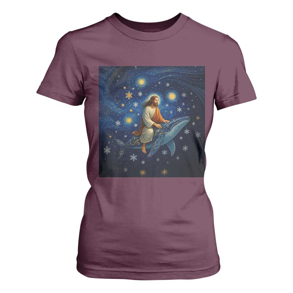 Jesus Christian T Shirt For Women Stary Night Van Gogh Christmas TS14 Maroon Print Your Wear