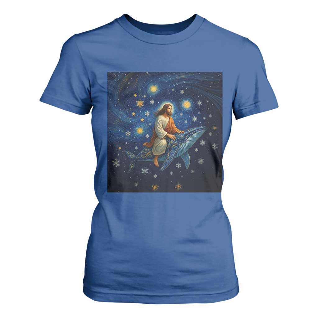 Jesus Christian T Shirt For Women Stary Night Van Gogh Christmas TS14 Royal Blue Print Your Wear