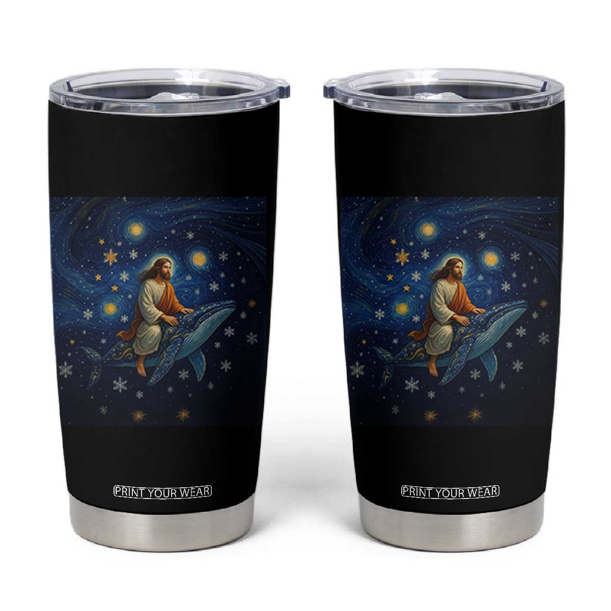 Jesus Christian Tumbler Cup Stary Night Van Gogh Christmas TS14 Black Print Your Wear