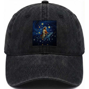 Jesus Christian Washed Cotton Baseball Cap Stary Night Van Gogh Christmas TS14 Washed Cap Universal Fit Black Print Your Wear