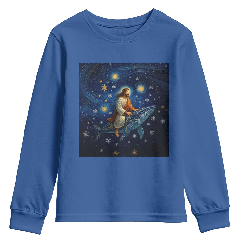 Jesus Christian Youth Sweatshirt Stary Night Van Gogh Christmas TS14 Royal Blue Print Your Wear