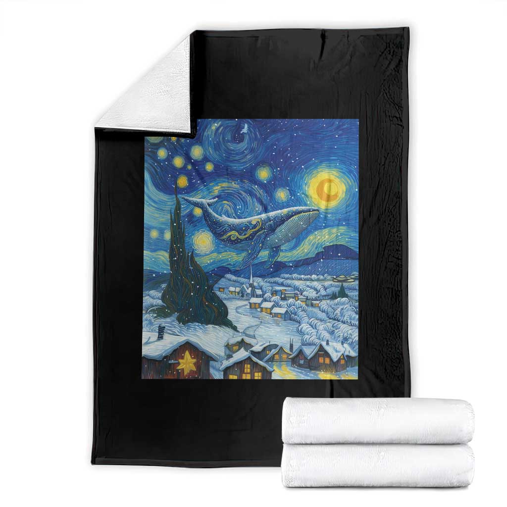 Whale Christmas Throw Blanket Stary Night Van Gogh Christmas TS14 Black Print Your Wear