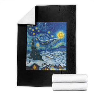 Whale Christmas Throw Blanket Stary Night Van Gogh Christmas TS14 Black Print Your Wear