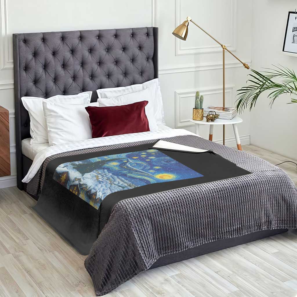 Whale Christmas Throw Blanket Stary Night Van Gogh Christmas TS14 Print Your Wear